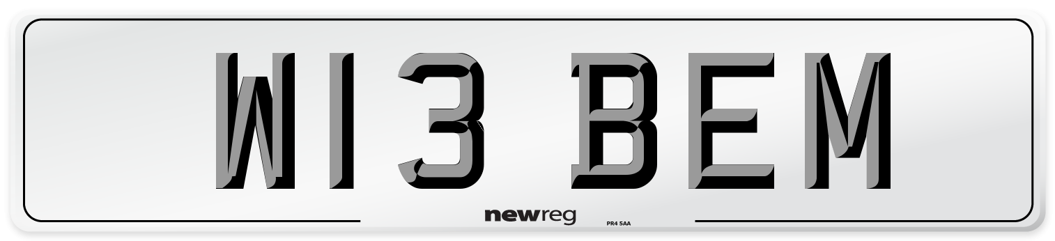 W13 BEM Number Plate from New Reg